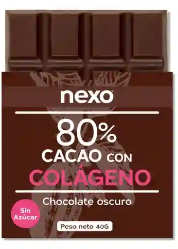 Barra De Chocolate Oscuro Con Colágeno 80% Nexo Unidad