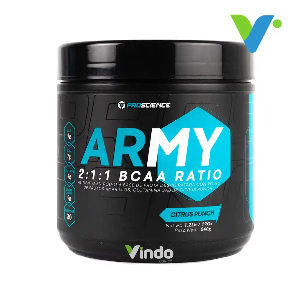 Army Bcaa En Polvo Con Glutamina Sin Azúcar Proscience