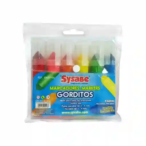 Marcadores Gorditos Trazo 2 -4 Mm - 6 Piezas