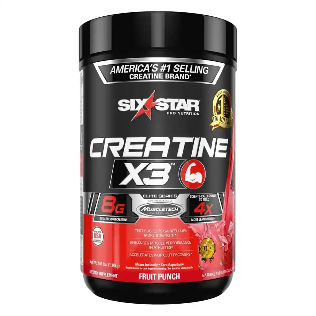 Six Star Pro Nutrition Creatina X3 En Polvo Fruit Punch 2.19 Lbs.(993g)