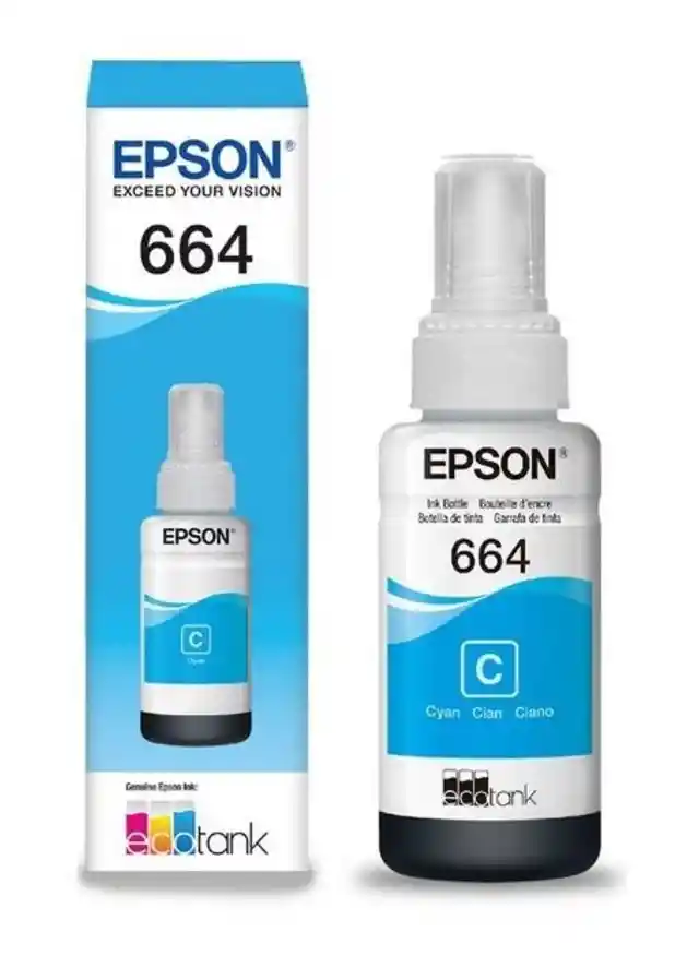 Epson Tinta 664 Cian Para Impresoras L210 L355 L365 L475 L555