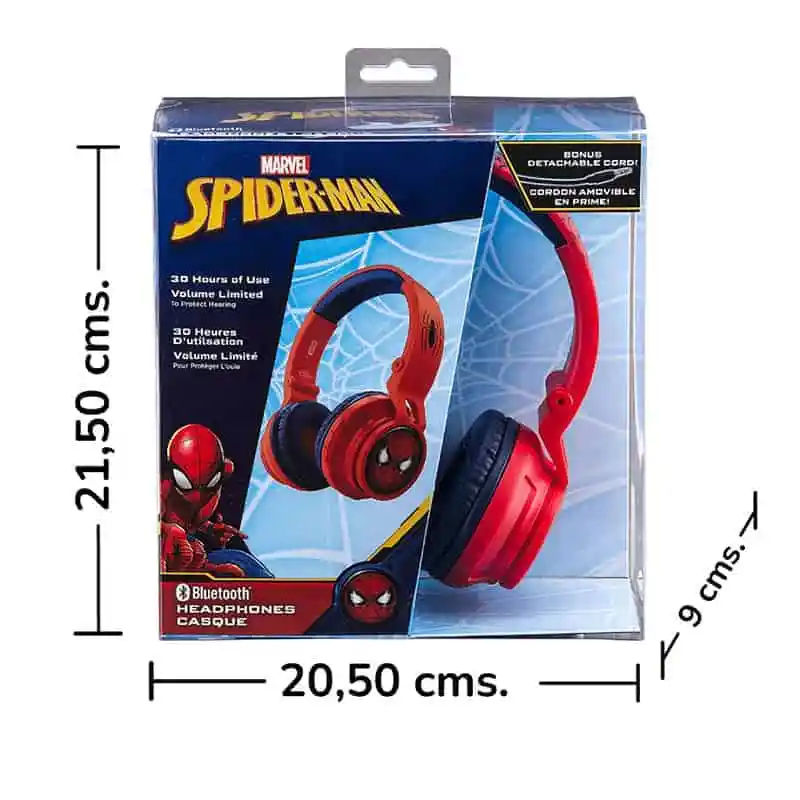 Audifonos Bluetooth De Lujo Spiderman Multicolor