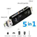 Adaptador Lector De Tarjetas Otg Tipo C Usb Micro Usb Sd Tf Memoria 5 En 1