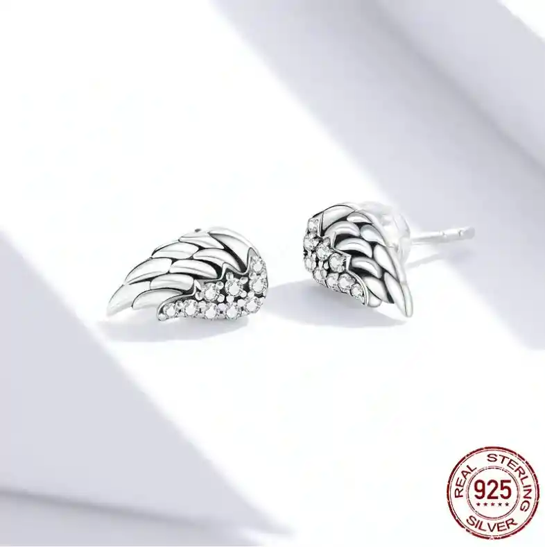 Aretes Topos Para Mujer Alas Fabricados En Plata 925