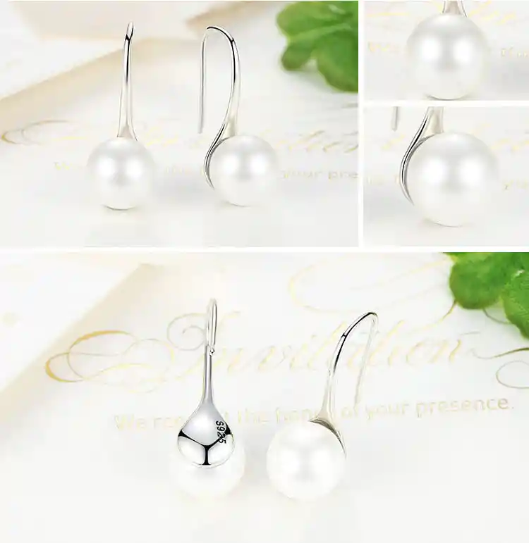 Aretes Elegantes Para Mujer Perla Fabricados En Plata 925