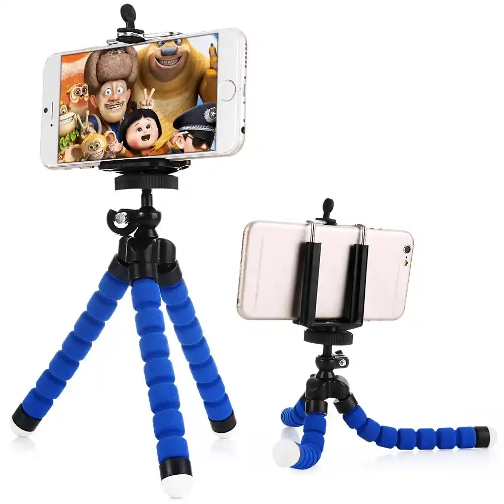 Tripode Para Celular Y Camara Flexible Azul