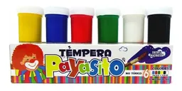 Temperas Pinturas Cj X6 Payasito Paleta Y Pincel