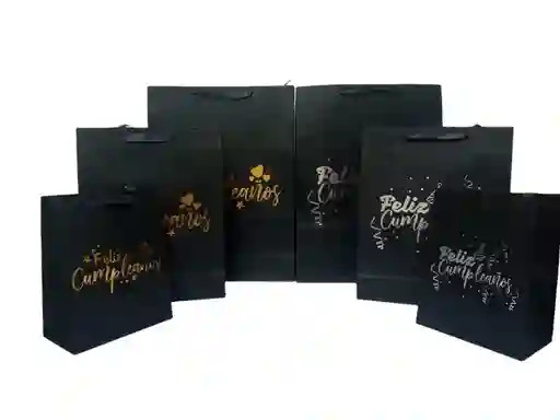 Bolsa De Regalo Negra F/cumpleaños (33x26cm) Talla M