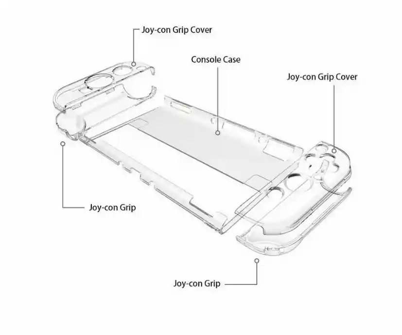 Switch Acrilico Transparente Oled + Vidrio Templado + 2Grips