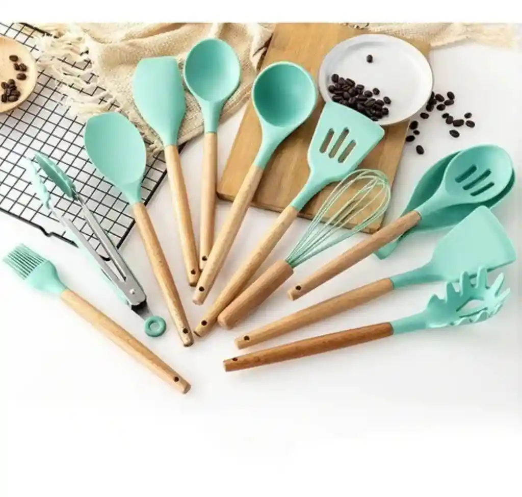 Set De 12 Utensilios De Cocina Silicona Resistentes Al Calor