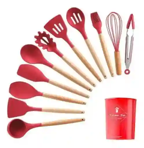 Set De 12 Utensilios De Cocina Silicona Resistentes Al Calor