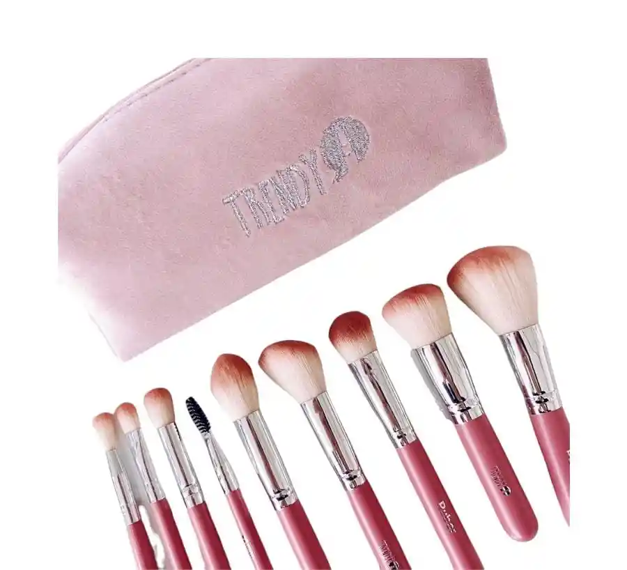 Trendy Kit De Brochas Velvet Con Cosmetiquera