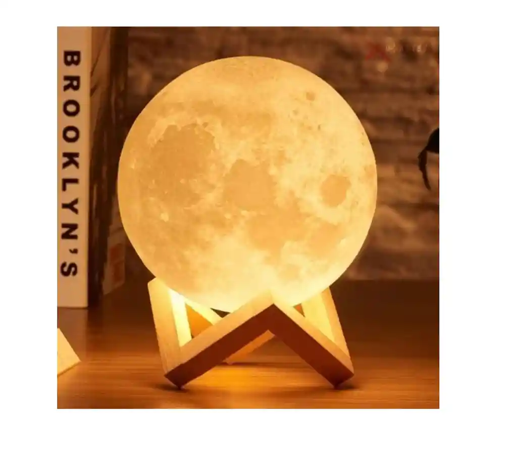 Lámpara Luna Con Control Luz Led Colores Recargable Con Base