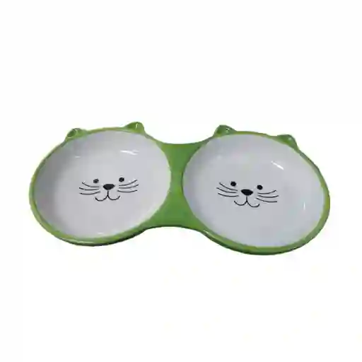 Ferplast Plato Ceramico Doble Verde Gaticos