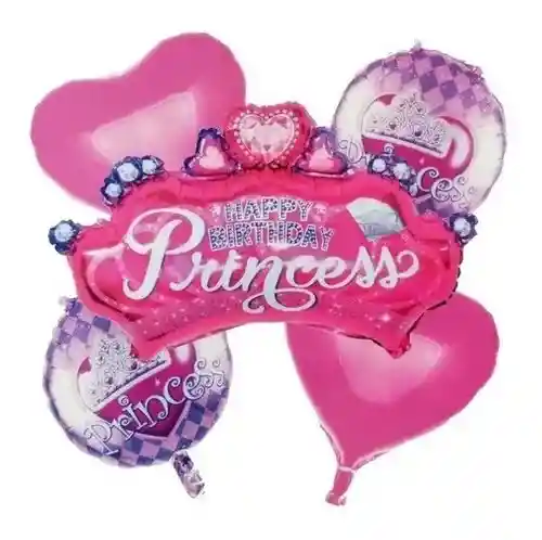 Globos Metalizado Princesa 5 Piezas