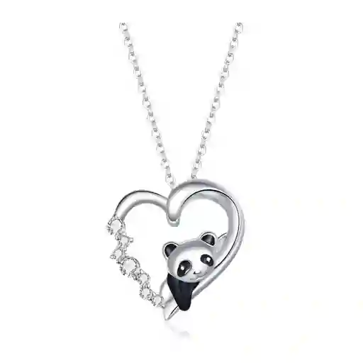 Collar Cadena Para Mujer Oso Panda Fabricado En Plata 925