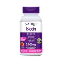Biotina Natrolsabor A Fresa 5,000 Mcg 250 Tabletas Facil Disolucion