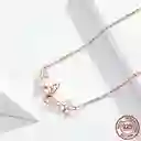 Collar Cadena Para Mujer Mariposa Flor En Plata 925 Chapado En Oro Rosado