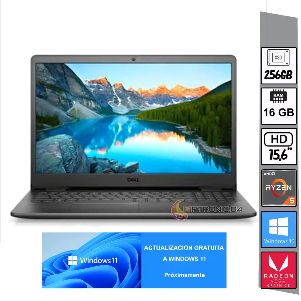 Dell Portatilinspiron 15 3505 Ryzen 5 3450U Ram 16Gb Ssd 256Gb Win 10 15,6 Hd