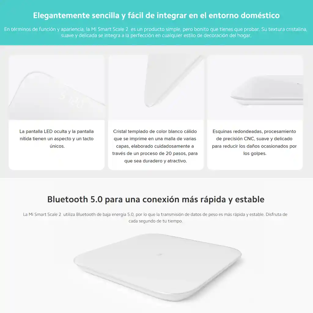 Báscula Smart Digital Con Bluetooth 5.0, Mi Xiaomi Scale 2