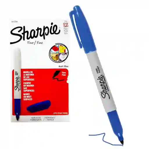 Sharpie Caja Marcadorpunta Fina X12 Azul Rey