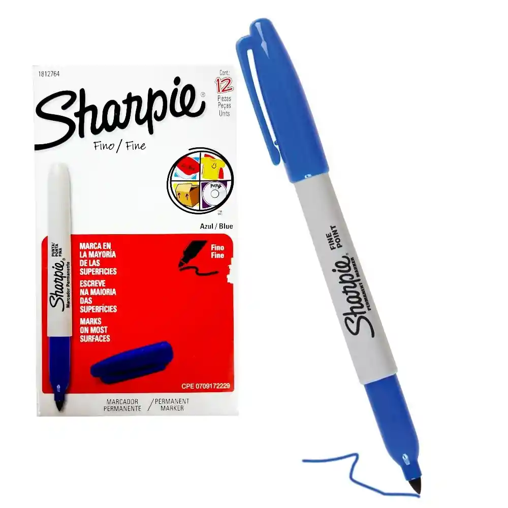 Sharpie Caja Marcadorpunta Fina X12 Azul Rey