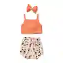 Conjunto De Top Y Short De Flores Con Balaca 9-12m