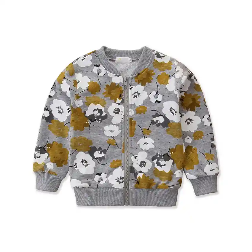 Chaqueta Gris De Flores 2 Años