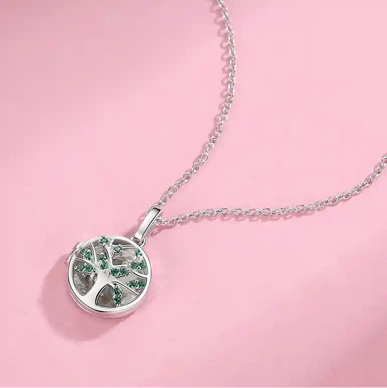 Relicario Collar Para Mujer Árbol De La Vida Fabricado En Plata 925