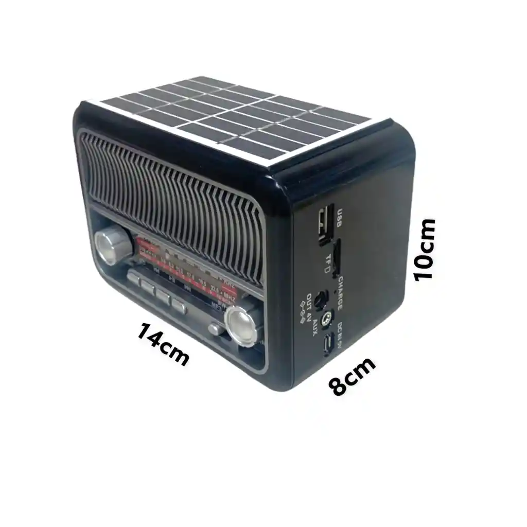 Radio Parlante Recargable Transistor Am/fm Bluetooth Panel Solar Vintage