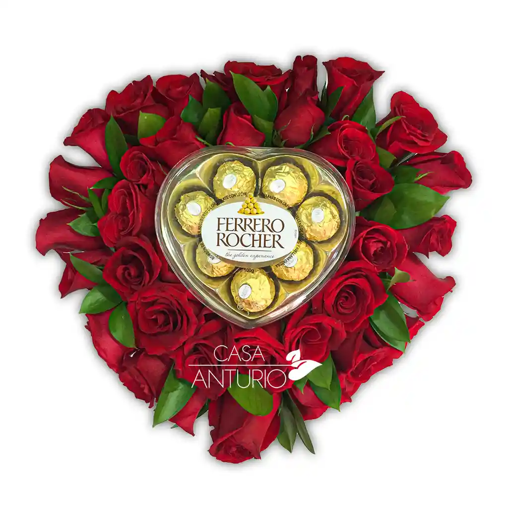 Chocolates Corazon De Rosas Rojas Y
