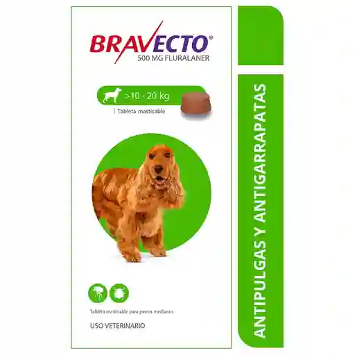 Bravecto Perro 10 A 20 Kg Antipulgas Garraptas