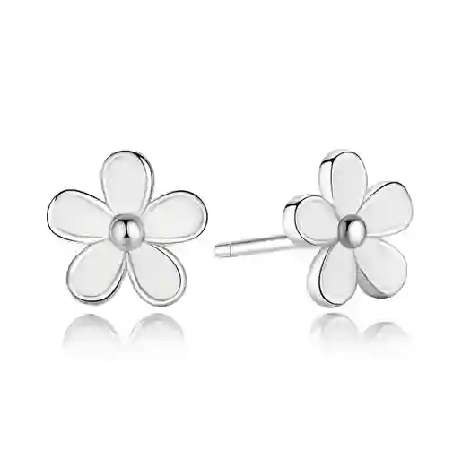 Aretes Para Mujer Flor Blanca Fabricados En Plata 925