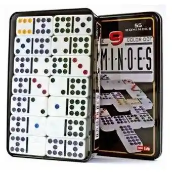 Domino Juego De Mesa Double 9 Color Dot Caja De Acero