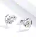 Aretes Corazón Huella Perro Gato Mujer Cristales Y Plata 925