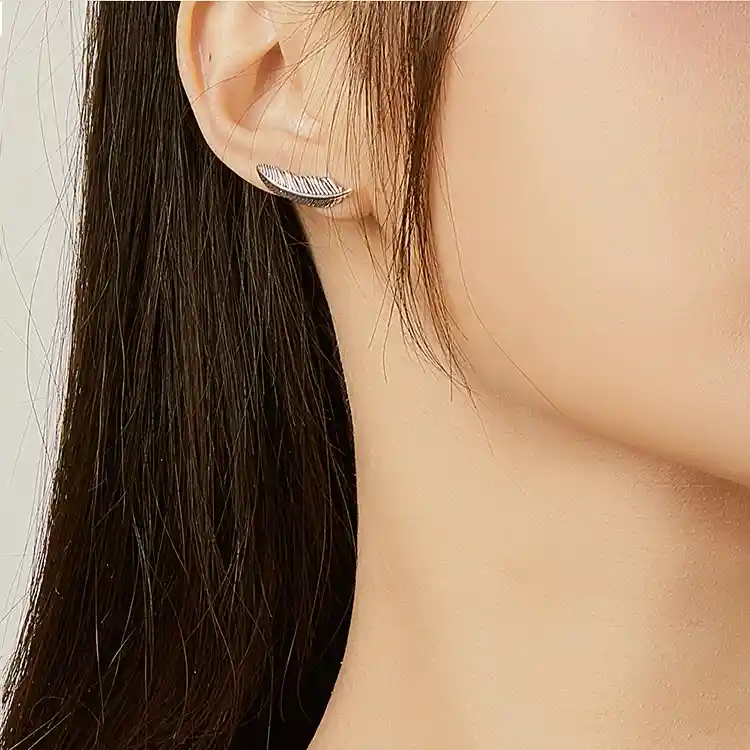Aretes Hoja Planta Rama Para Mujer Fabricados En Plata 925