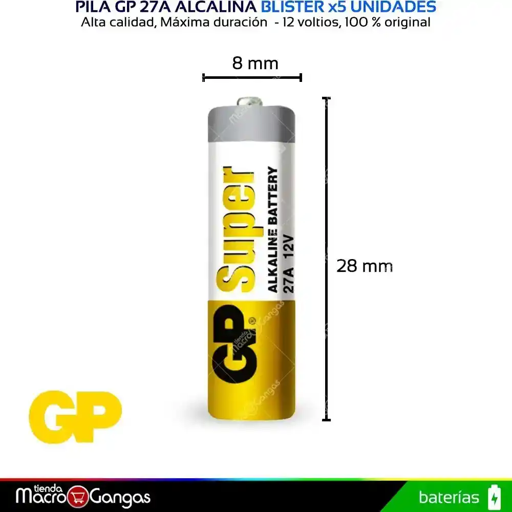 Gp Pila Bateria27A 12V Blister X5 Original Alarma A27 L828