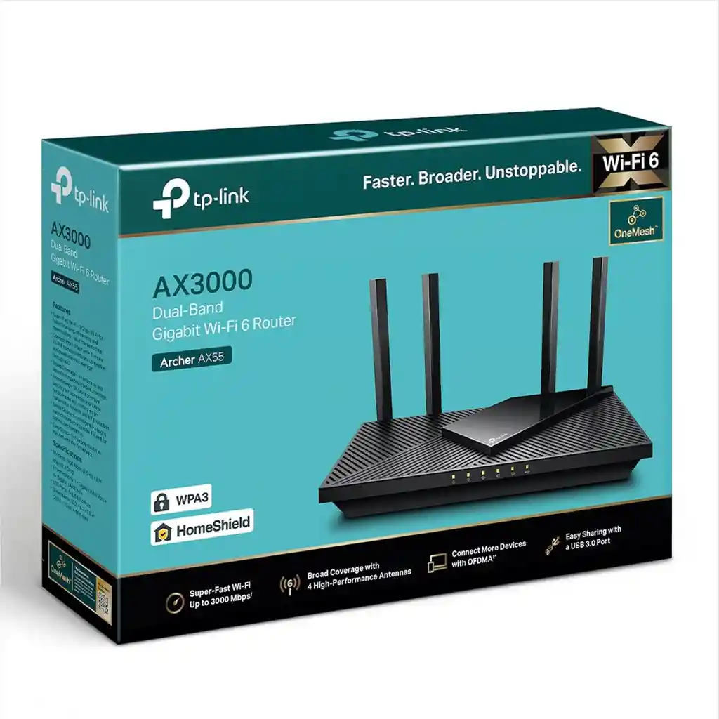 Router Gigabit Wifi 6 Dual Band Ax3000, Tp-link Archer Ax55