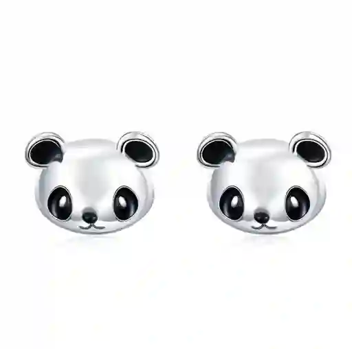 Aretes Topos Para Mujer Oso Panda Fabricados En Plata 925