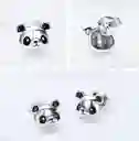 Aretes Topos Para Mujer Oso Panda Fabricados En Plata 925