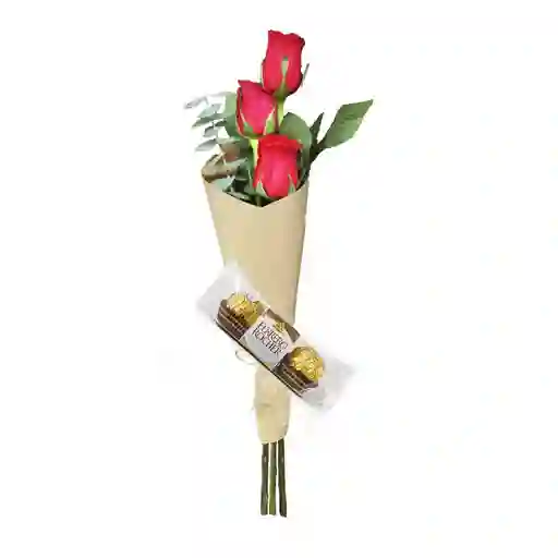 Flores De 3 Unidades De Rosa Mas Chocolates