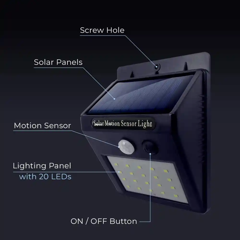 Luces Solares Para Exterior 30 Led Sensor De Movimiento 1und