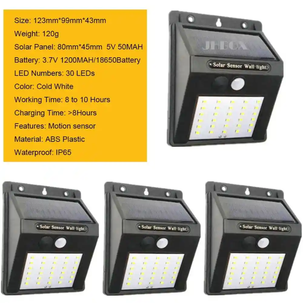 Luces Solares Para Exterior 30 Led Sensor De Movimiento 1und