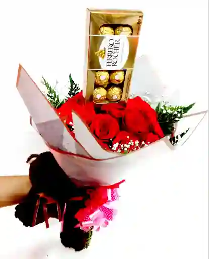 Chocolates Bouquet De Rosas,Y Peluche