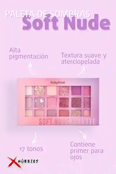  Paleta De Sombras Soft Nude By RUBY ROSE 