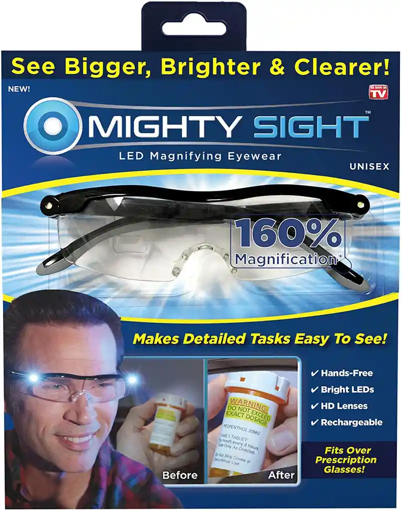 Gafas De Aumento Big Vision Migthy Sight Lupa Luz Led