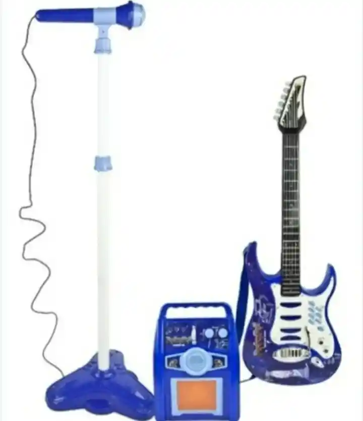 Guitarra Con Amplificador Juguete Color Azul.