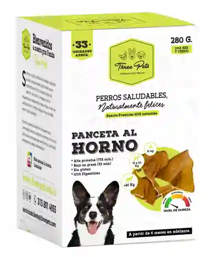 Three Pets Dog Caja Panceta Al Horno X 33 Unds