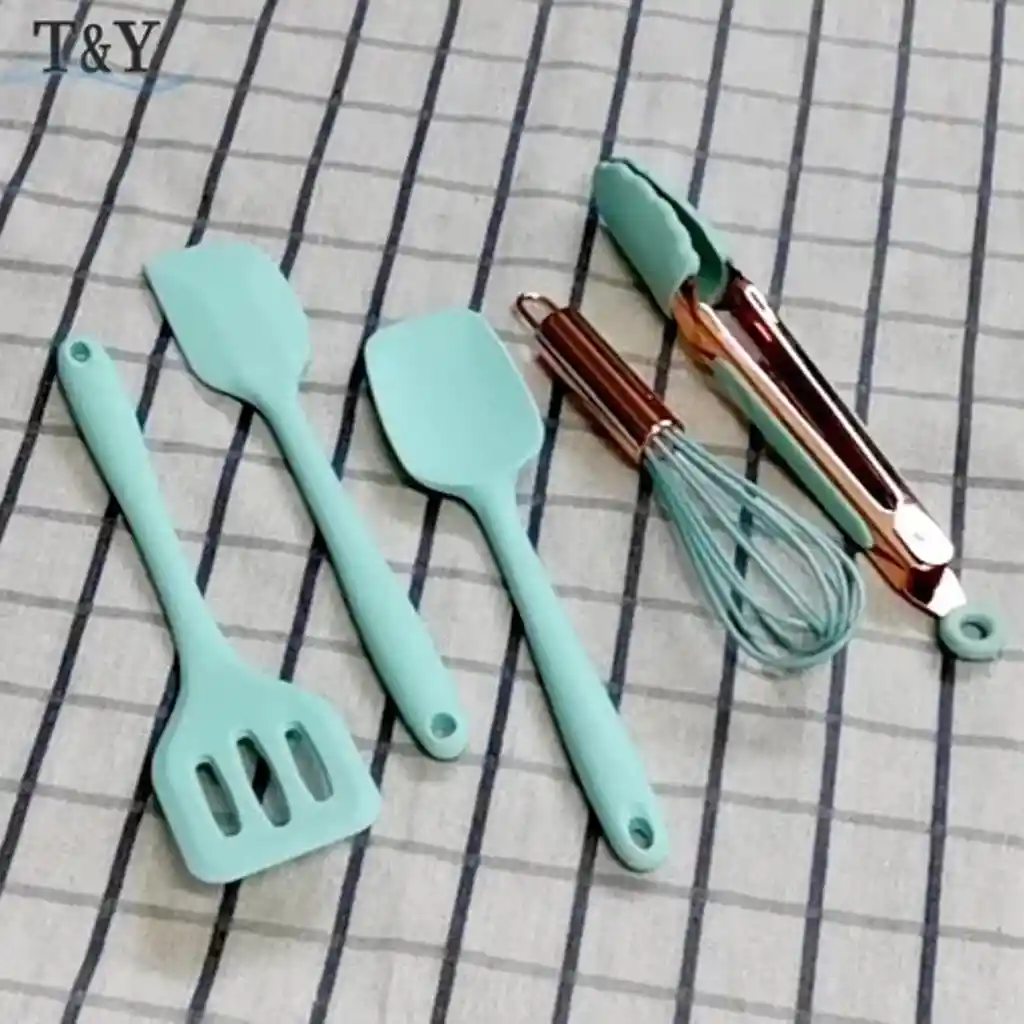 Set Mini Utensilios De Cocina Silicona Pinza Para Niños 5pz