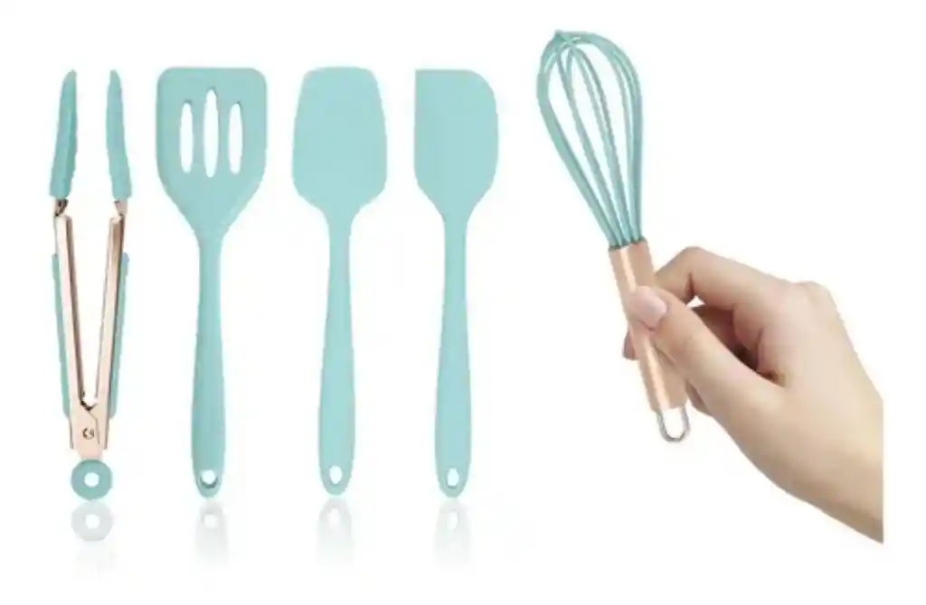 Set Mini Utensilios De Cocina Silicona Pinza Para Niños 5pz